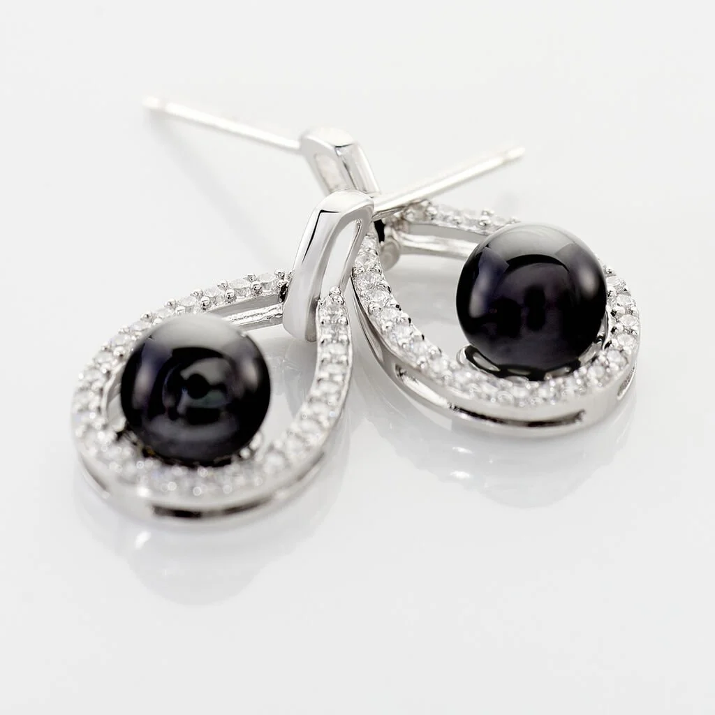 Histoire D'Or Boucles D'oreilles Pendantes Nerea Argent Blanc Céramique Et Oxyde 3 Histoire D'Or Boucles D'oreilles Pendantes Nerea Argent Blanc Céramique Et Oxyde – Image 3