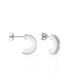 Histoire D'Or Créoles Noci Argent Blanc Céramique Et Oxyde De Zirconium