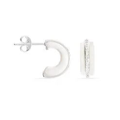 Histoire D'Or Créoles Noci Argent Blanc Céramique Et Oxyde De Zirconium -Boucles d'oreilles pendantes Soldes Boutique MAOFBXW130 view2