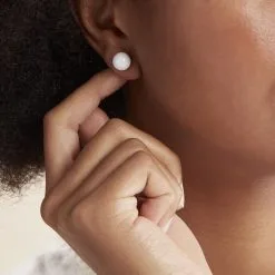 Histoire D'Or Boucles D'oreilles Puces Orbe Argent Blanc Céramique -Boucles d'oreilles pendantes Soldes Boutique MAOFBXW203 model0