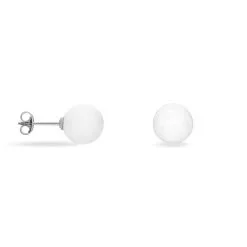Histoire D'Or Boucles D'oreilles Puces Orbe Argent Blanc Céramique -Boucles d'oreilles pendantes Soldes Boutique MAOFBXW203 view1