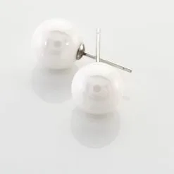 Histoire D'Or Boucles D'oreilles Puces Orbe Argent Blanc Céramique -Boucles d'oreilles pendantes Soldes Boutique MAOFBXW203 view2