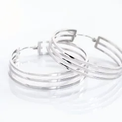 Histoire D'Or Créoles Adel Acier Blanc -Boucles d'oreilles pendantes Soldes Boutique MIOFBW0234 view2