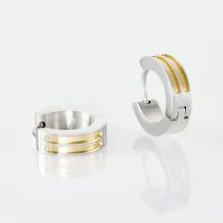 Créoles Jourdan Tilos Acier Bicolore Dore / Blanc -Boucles d'oreilles pendantes Soldes Boutique MIOH2W0003 view2