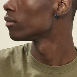 Créoles Jourdan Tilos Acier Bleu -Boucles d'oreilles pendantes Soldes Boutique MIOHEW0001 model0